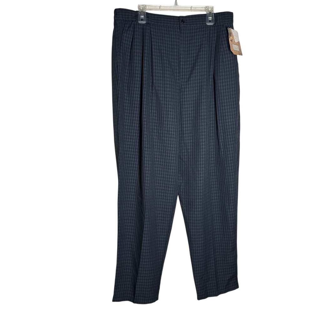Plus Preferred NWT Blue Plaid Pleated Tapered Dress Trousers Size 26W Work
